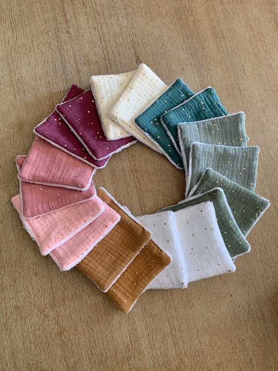 Lingettes Démaquillante lavable /lingettes bébé nettoyantes/lingettes soin visage/lingettes soin bébé/lingettes doubles gazes