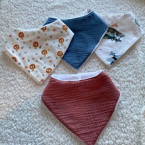 Lot De 6 Bavoirs Bandana Bébé 100% Coton - Absorbant, Ajustable, Doux Pour Peau Sensible - De La Naissance à 36 Mois