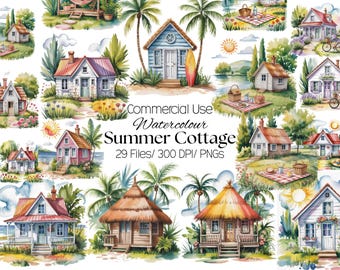 29 Summer Cottage Watercolour Clipart