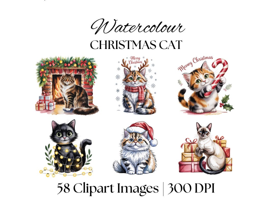 58 Christmas Cat Clip Art - MSHIHEART - Etsy