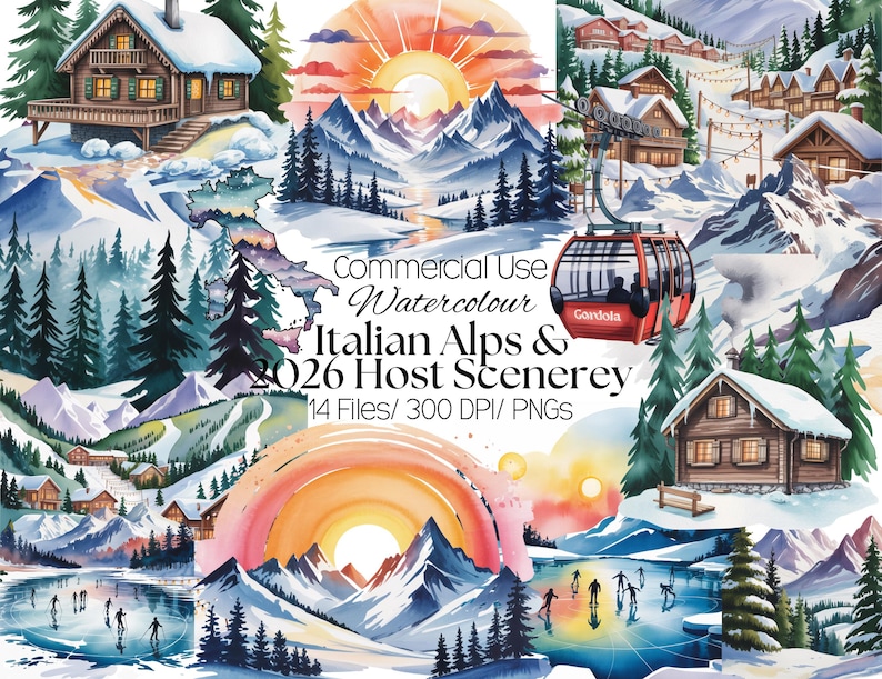 14 Italian Alps & 2026 Host Scenerey Clip Art - Mshiheart - Etsy
