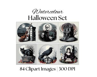 Dark Gothic Halloween Clipart Bundle | Spooky PNG Graphics (84 Files)