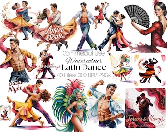 40 Latin Dance Watercolor Clipart - MSHIHEART