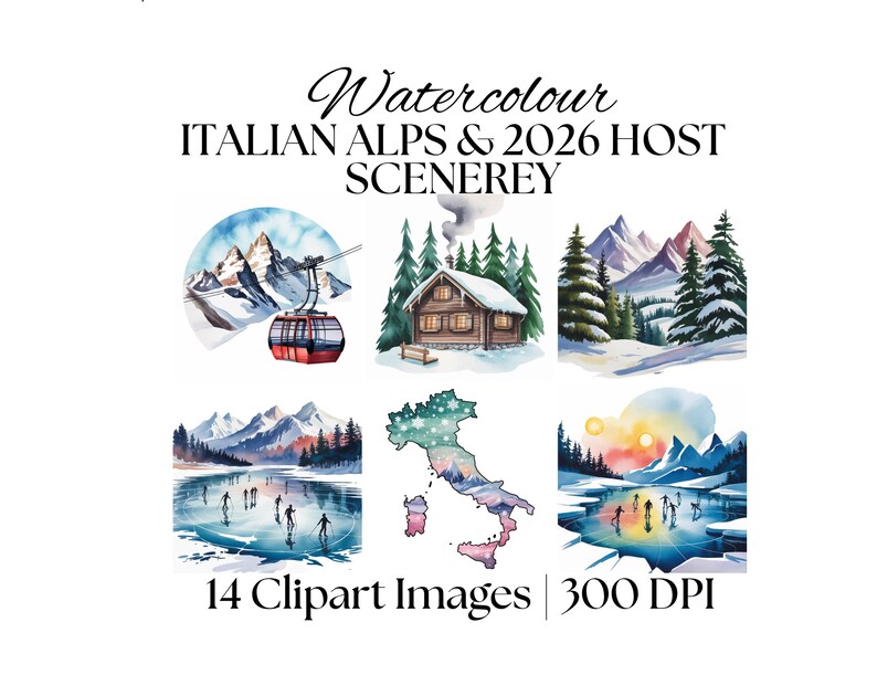 14 Italian Alps & 2026 Host Scenerey Clip Art - Mshiheart - Etsy