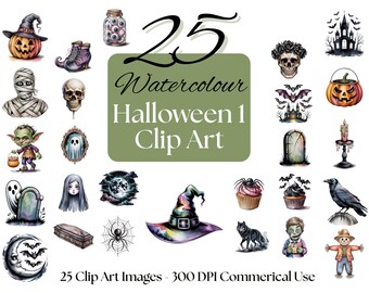 Halloween Clipart – Spooky Witch, Ghost, Pumpkin PNG Images (Digital Download)