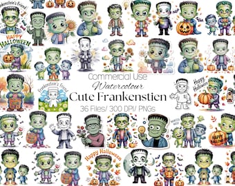 Frankenstein Clipart Set: Halloween PNG Images (Digital Download)