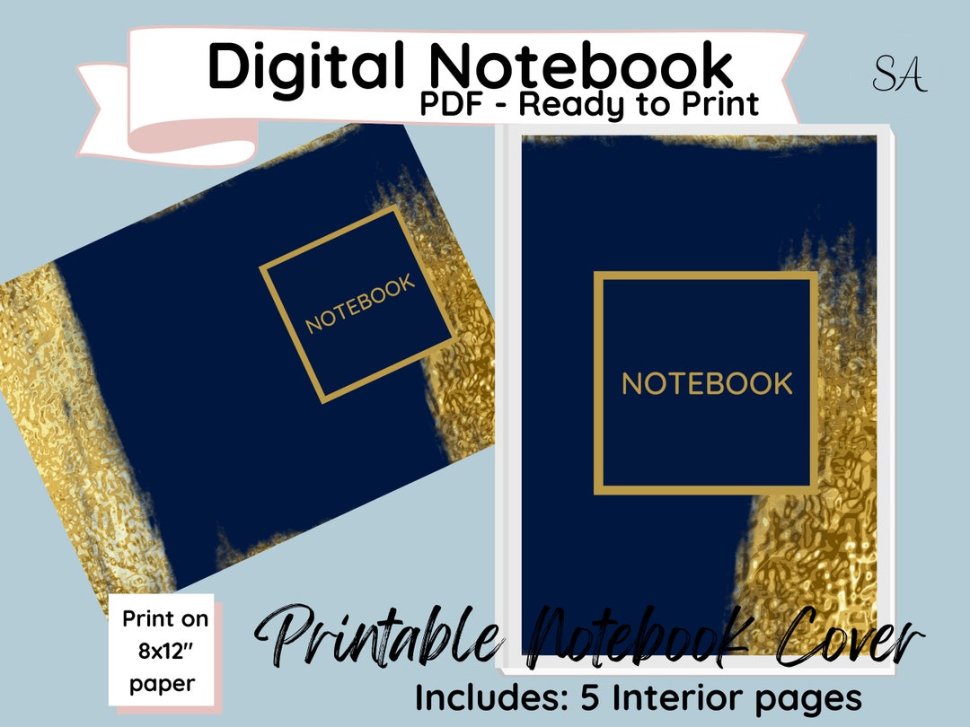Printable diary printable notebook cover digital note cover digital