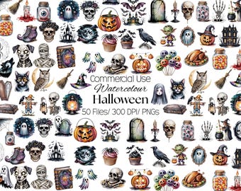 Halloween Clipart Bundle | Spooky Witch, Ghost & Pumpkin PNG Graphics (Digital Download)