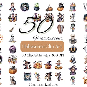 Halloween Kids Spooky 50 Clipart | Cute Child Ghosts, Pumpkins, Costumes, Trick or Treat PNG, Digital Graphics for Classroom Crafts & Party