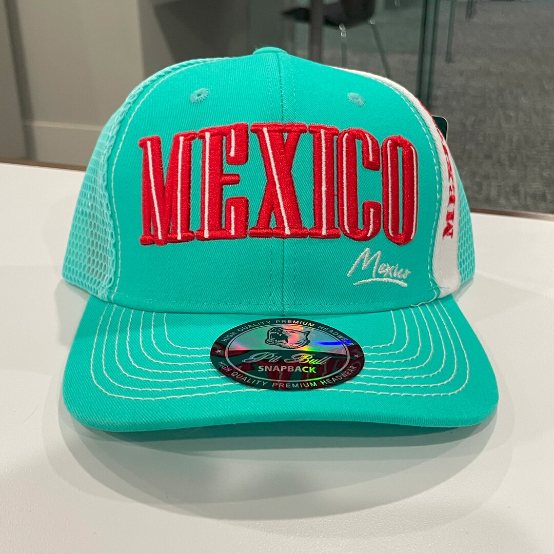 Mexico teal Embroidered Cap Mexico Caps, Mexican Hats, Mexican Baseball Caps, Mexican Coat of