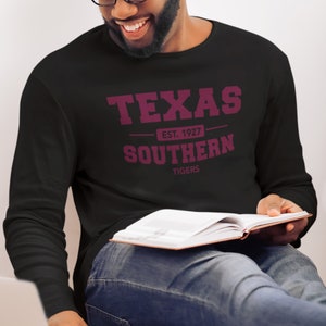 Texas Southern Tigers (Long Sleeve) - Vintage Texas Southern Tigers Apparel, Texas Southern Tigers Tee, Texas Southern Hoodies & Sweatshirts