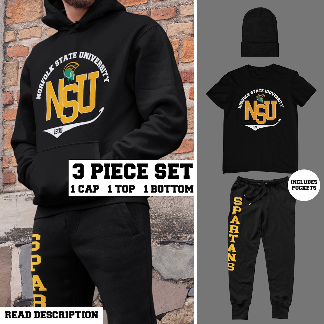 Norfolk State Classic 3 Piece Set Black 1 Cap, 1 Top, 1 Bottom Norfolk