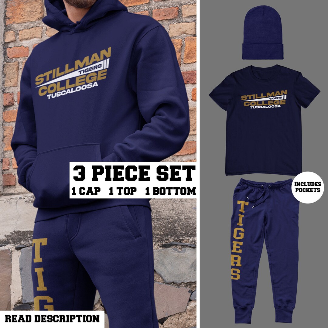 Stillman Tigers Flag Ed 3 Piece Set Navy 1 Cap, 1 Top, 1 Bottom