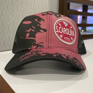 South Carolina Paint Splatter (Maroon & Black Embroidered Cap) - South Carolina Hats, South Carolina Caps, Gifts For South Carolina Hat
