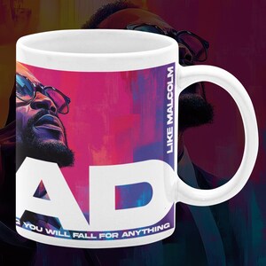 Lead Like Malcolm X Mural 12 oz Ceramic Mug - Washable, Microwavable