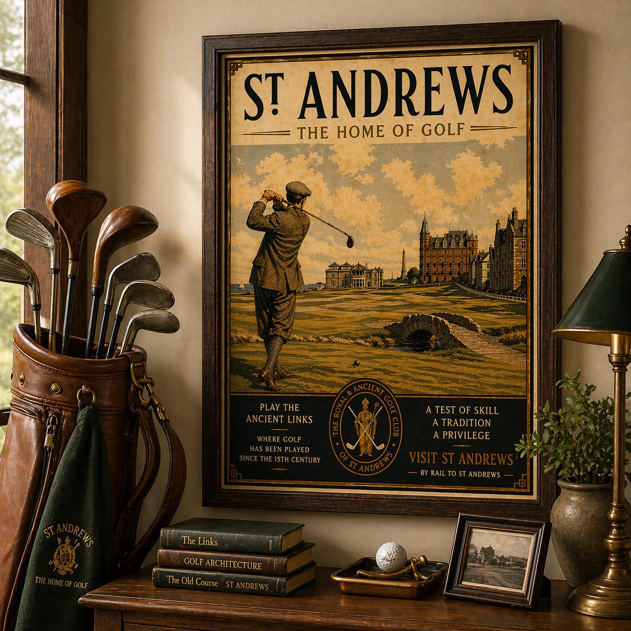 Vintage St Andrews Golf Poster | 1920s Style Scotland Wall Art (digital ...
