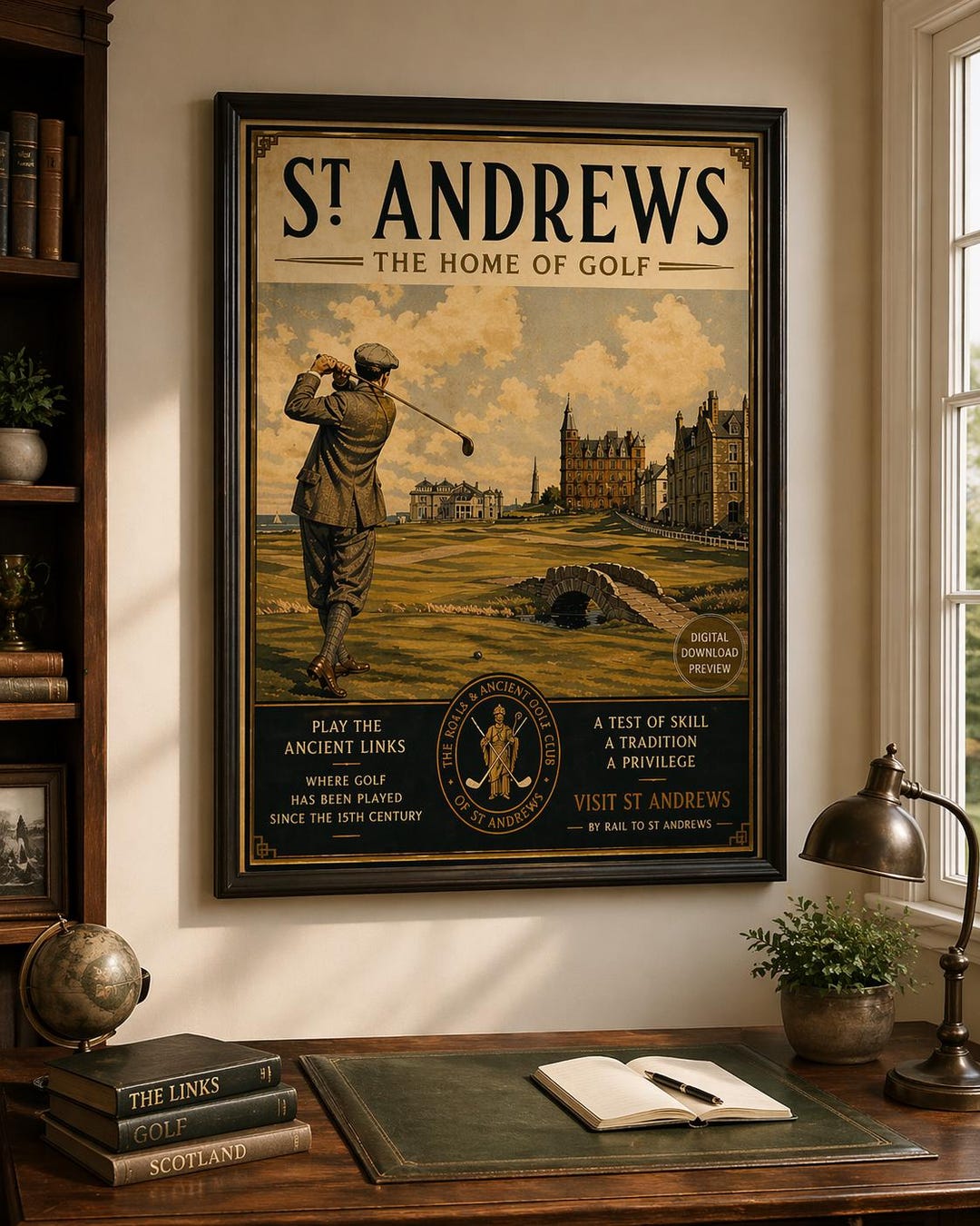 Vintage St Andrews Golf Poster | 1920s Style Scotland Wall Art (digital ...