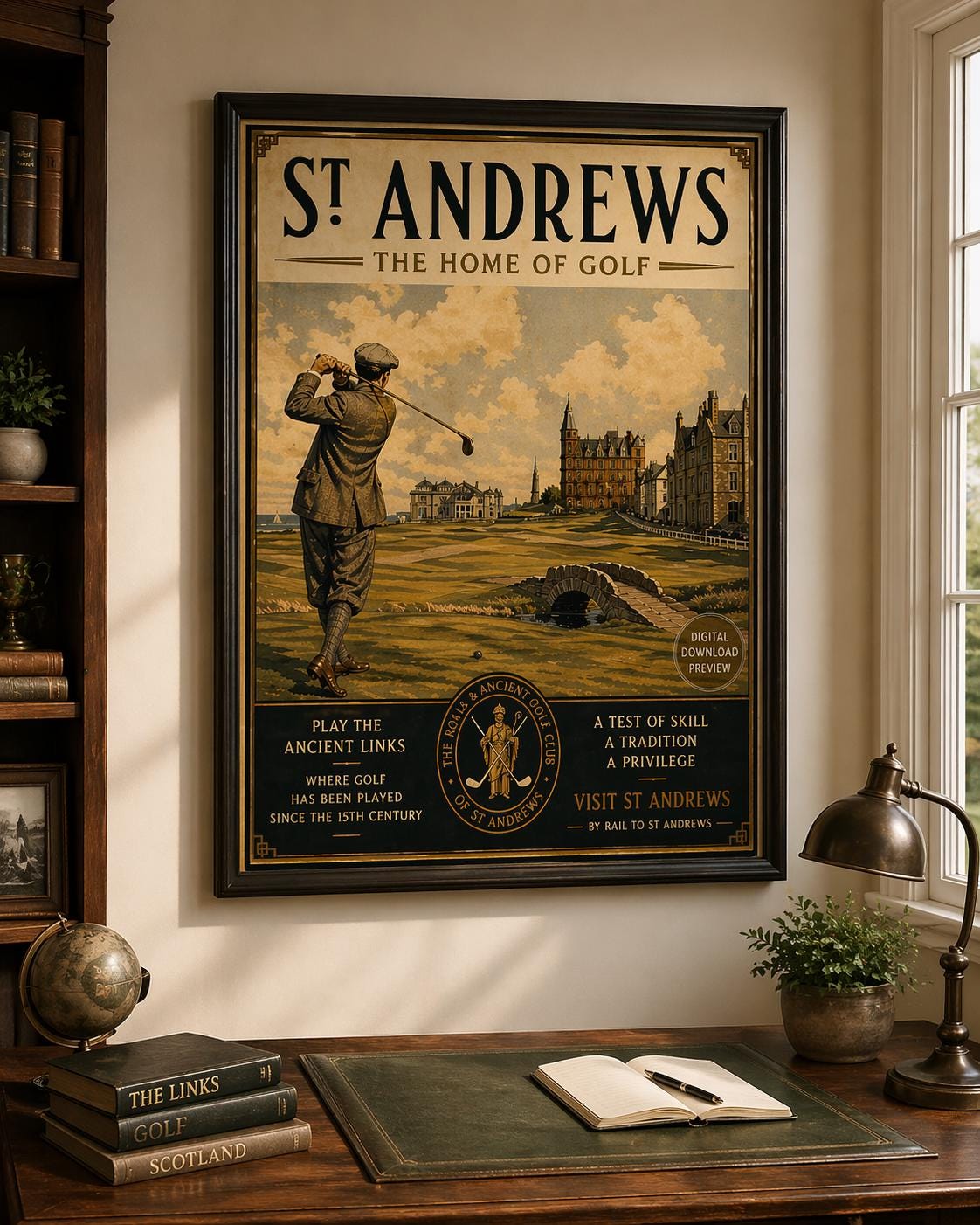 Vintage St Andrews Golf Poster | 1920s Style Scotland Wall Art (digital ...
