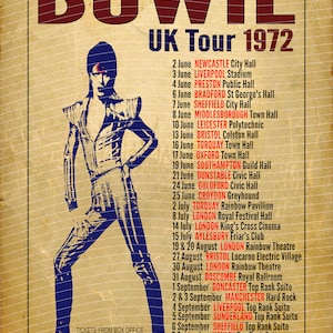 David Bowie Reimagined 1972 UK Tour Poster A3, png, pdf, jpg