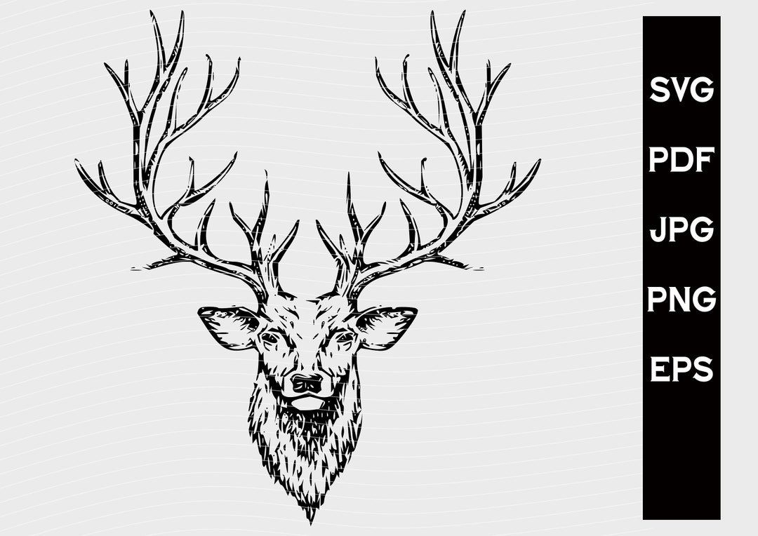 Deer Svg Stag Portrait Vector Graphic Art Artwork Elk Logo Head Svg ...
