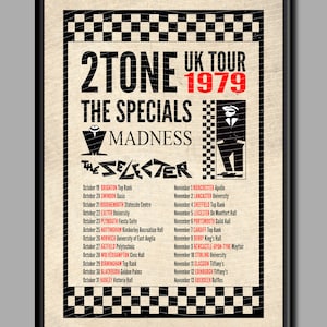 TWO TONE Tour 1979, The Specials, Madness, The Selecter, Póster reinventado de la gira por el Reino Unido A3, A4, png, pdf, jpg. Descarga instantánea.