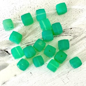 Green Agate Faceted Cube Beads
