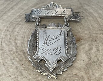 Antique Sterling Merit Badge Pin