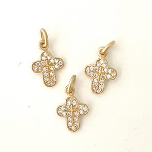 Gold CZ Cross Charms