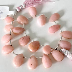 Pink Opal Faceted Graduated Pear Drop Beads