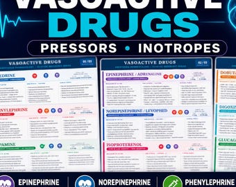 Vasopressors & Inotropes Cheat Sheet/Study Guide
