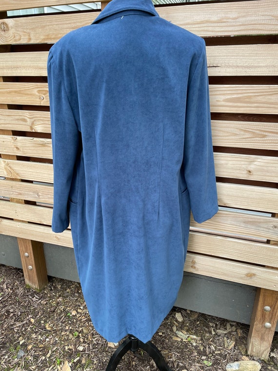 Vintage 80’s Blue Faux Suede Trenchcoat - image 3