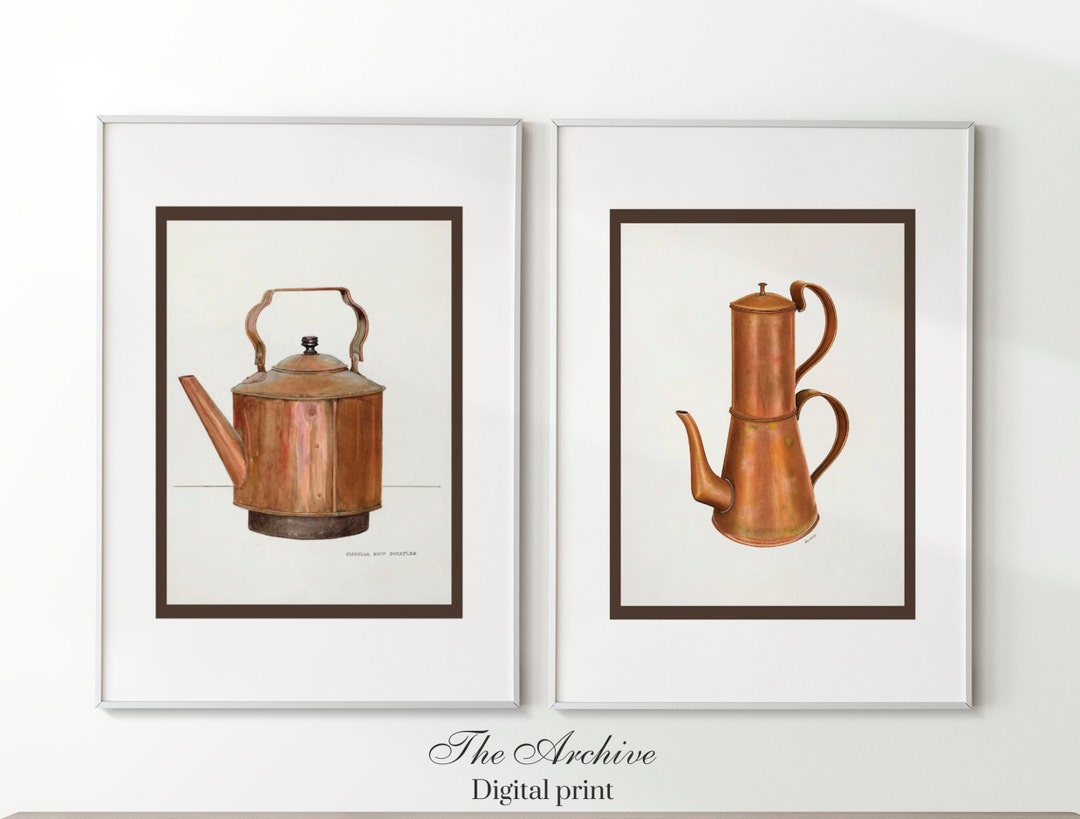 Antique Farm House Kitchen Print, Set of 2, Farmhouse European, Warm ...