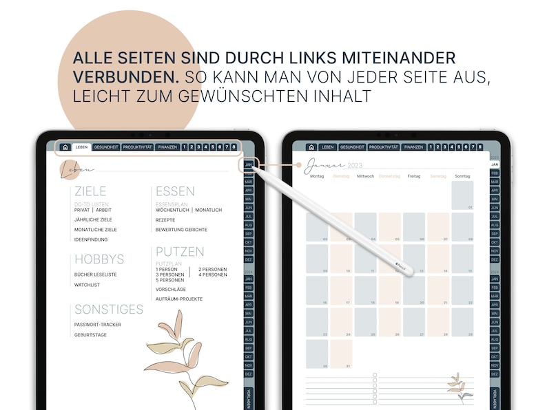 Digitaler Mega Planer 2023&2024 auf Deutsch 62 Themenvorlagen Hochformat für GoodNotes digitale