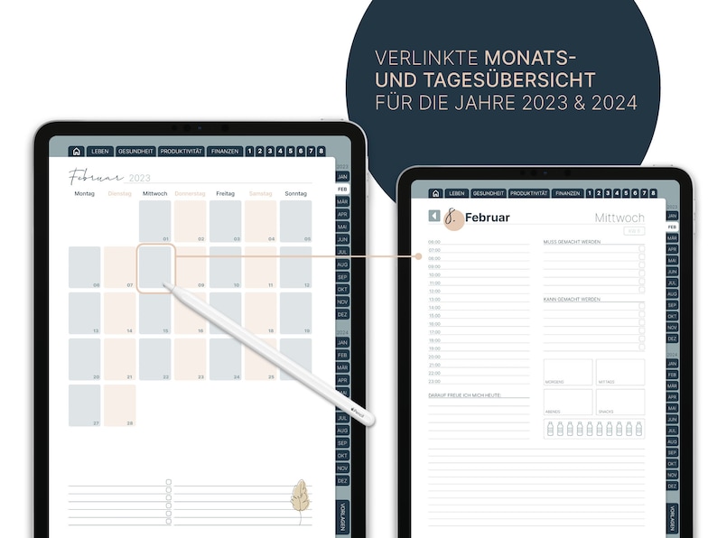Digitaler Mega Planer 2023&2024 auf Deutsch 62 Themenvorlagen Hochformat für GoodNotes digitale