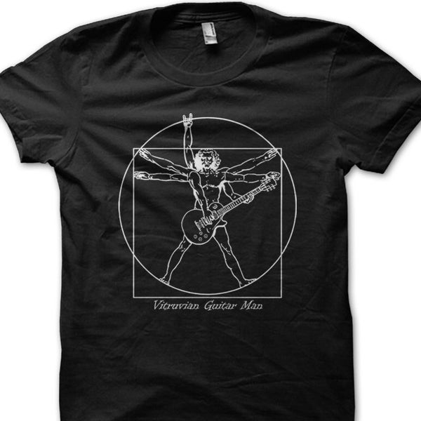 T-shirt in cotone Vitruvian Guitar Man Da Vinci