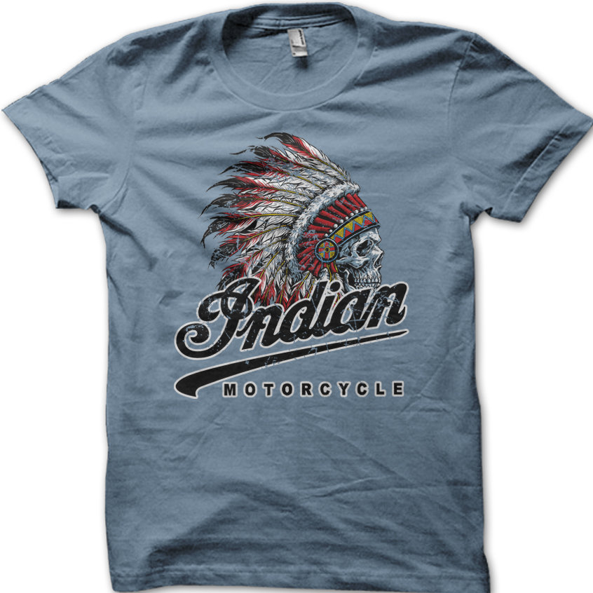 Indian Motorcycle Biker Skull inspired Custom Chopper Cafe Racer printed Biker Motorrad T-shirt