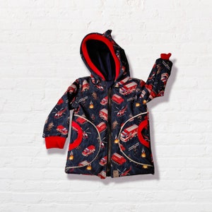 Softshell jacket with fire brigade, dinosaurs, space and other motifs, single-layer or lined, various sizes