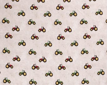 Tractor Sweat Shirt Fabric, Tractor Fabric and Matching Cuffs, DIY Set