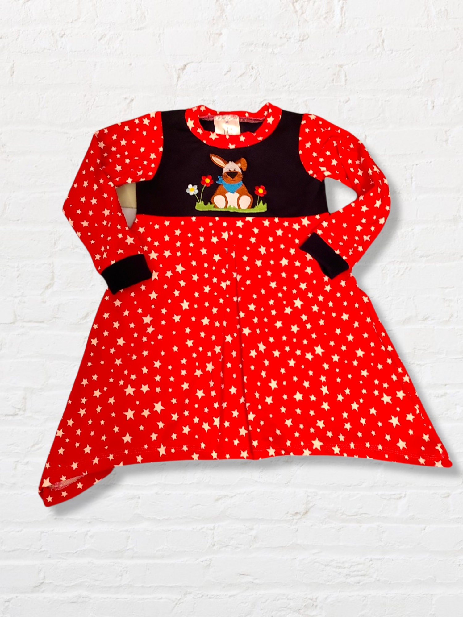 nem◯ RABBIT EMBROIDERY LONG DRESS Dress Long Sleeve Rabbit Embroidery, Size 104 Red - Etsy