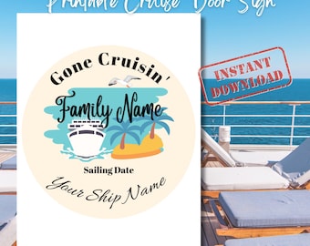 Cruise Cabin Door Sign, Editable Canva Template, Fill and Print, Digital Download