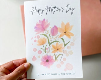 Floral Mother’s Day Card, Floral Greeting Card, Best Mom Card, Mother's Day Gift