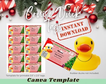 Christmas Cruise Duck Tags, Editable, Fill and Print
