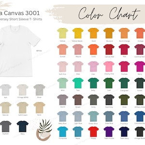 Maqueta de carta de colores Bella Canvas 3001, Boho, Minimalista, Maqueta de camiseta, Camisa de Jersey unisex, Pequeña empresa, Maqueta de tienda, Impresión bajo demanda