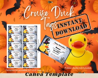 Halloween Cruise Duck Tags, Editable, Fill and Print