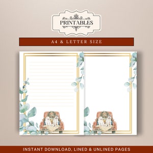 Papelería navideña imprimible, lindos perros de invierno, papel de carta navideña, membretes, diario basura, escritura de cartas, papel de acuarela