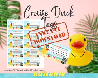 Cruise Duck Tags, Editable, Fill and Print, Captain Theme