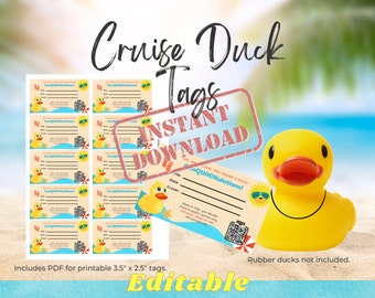 Cruise Duck Tags, Editable, Fill and Print