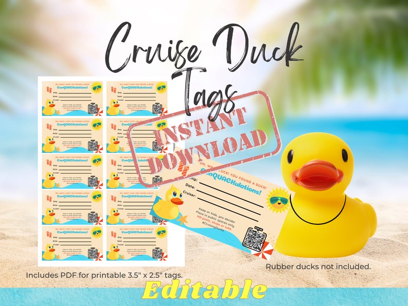 Cruise Duck Tags, Editable, Fill and Print image 1