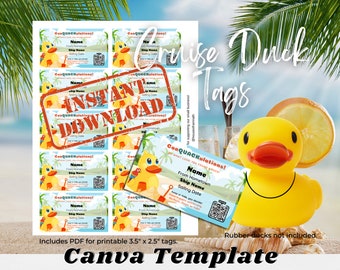 Cruise Duck Tags, Editable Canva Template, Fill and Print, Parrot Theme