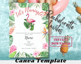 Canva Bachelorette Party Invites, Editable, Fill and Print